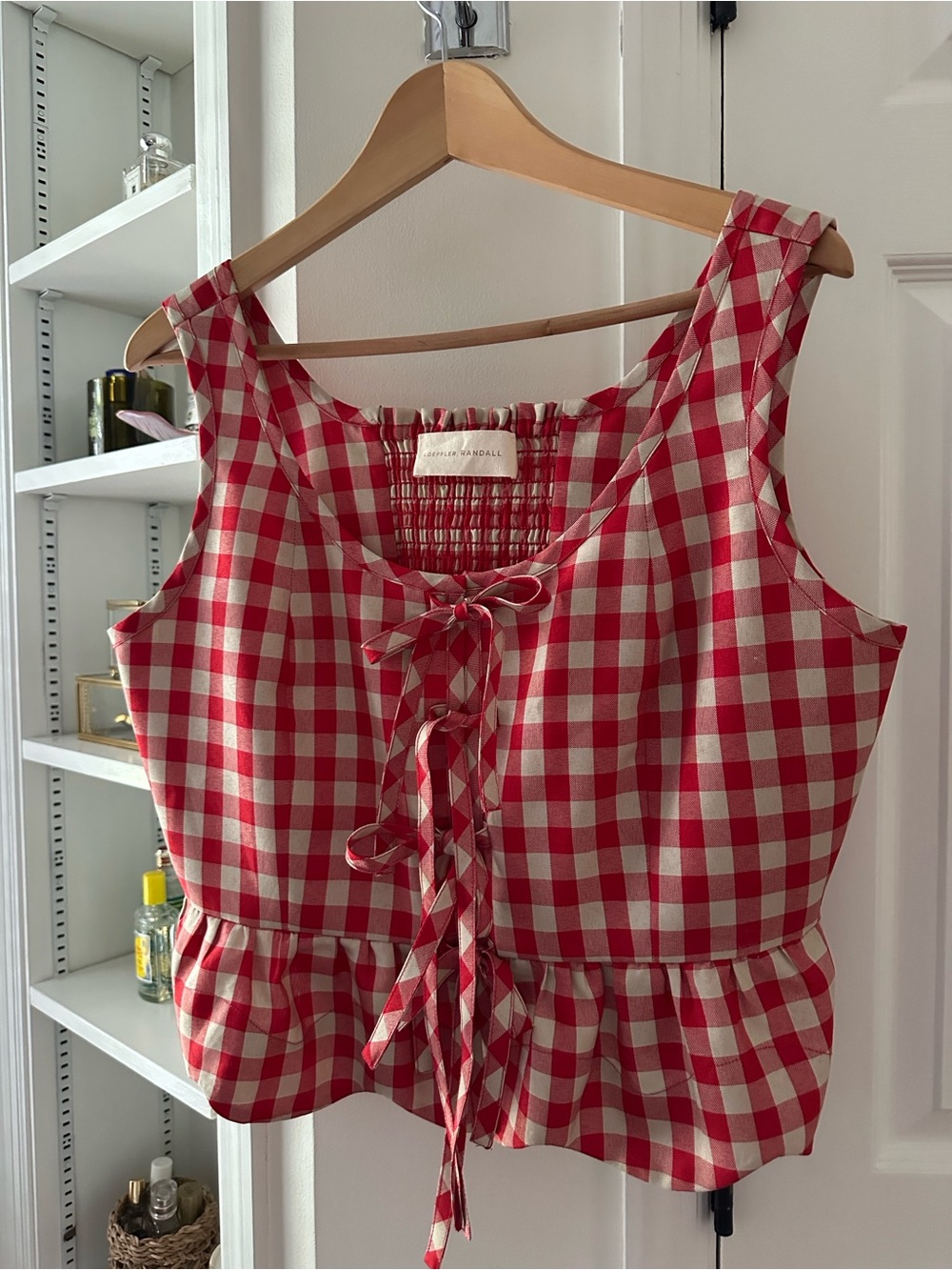 Loeffler Randall tie front ruffle top